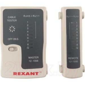 Кабельный тестер Rexant RJ-45+RJ-11 / 12-1006